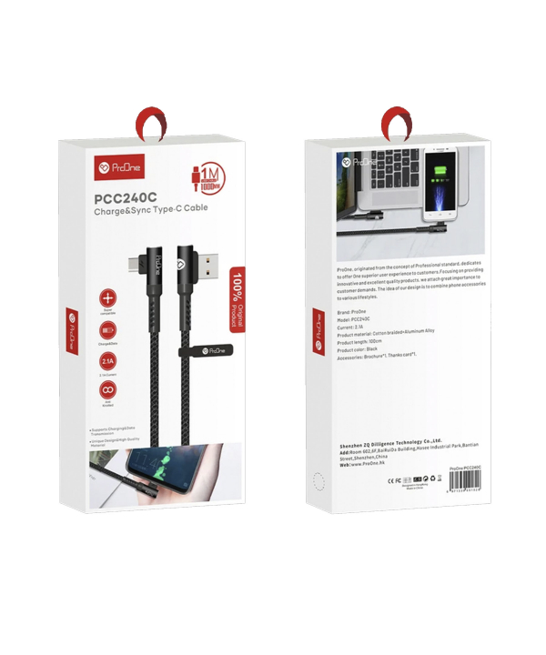 کابل تبدیل USB به USB-C پرووان مدل PCC240C طول 1 متر