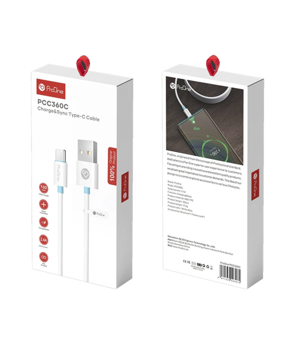کابل تبدیل USB به USB-C پرووان مدل PCC360C طول 1 متر