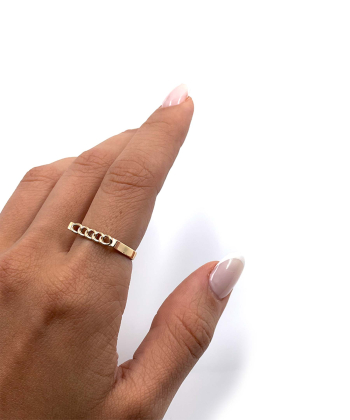 انگشتر مینیمال بافتی هماتیت گلد Hematite Gold کد 131557