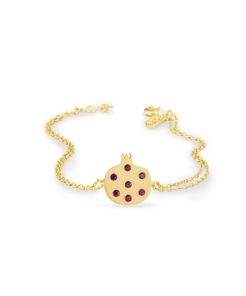 دستبند زنجیر طلا انار هفت سنگ کیا گالری Kia Gallery کد RSB-1023