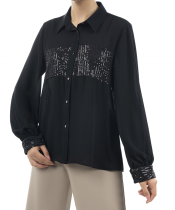 شومیز کرپ حریر آستین بلند زنانه سرژه مدل MP-SE-207341