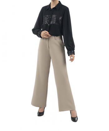 شومیز کرپ حریر آستین بلند زنانه سرژه مدل MP-SE-207341