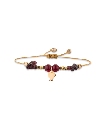 دستبند سنگی انار سنگ و نخ طلایی کیا گالری Kia Gallery کد BSH241