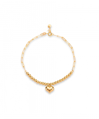 دستبند زنجیر طلا زنجیر گوی قلب کیا گالری Kia Gallery کد BMR494