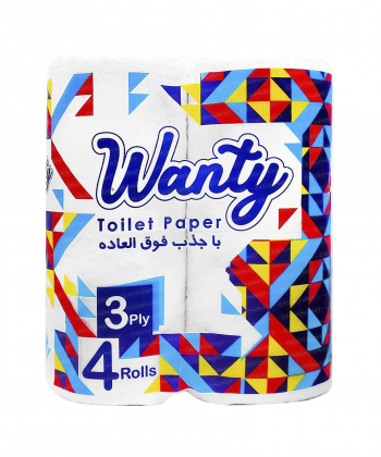 دستمال توالت 3 لایه ونتی Wanty بسته 4 عددی