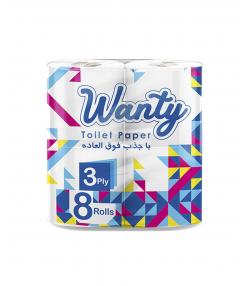 دستمال توالت 3 لایه ونتی Wanty بسته 8 عددی