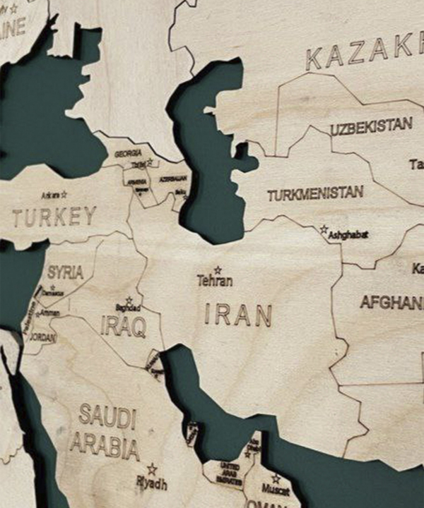 دیوارکوب نقشه جهان ترسیم Tarsim مدل چوبی یک لایه