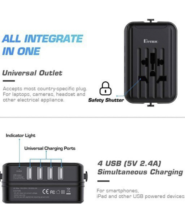 شارژر دیواری مسافرتی پاورولوژی Powerology Universal Multi-Port Travel Adapter PD45W P