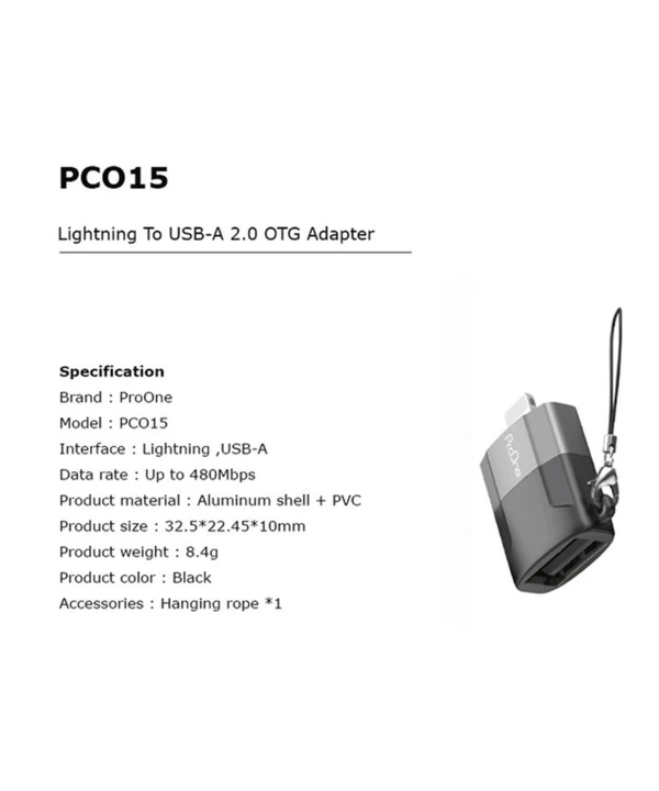 مبدل لایتنینگ به USB-A پرووان مدل PCO15