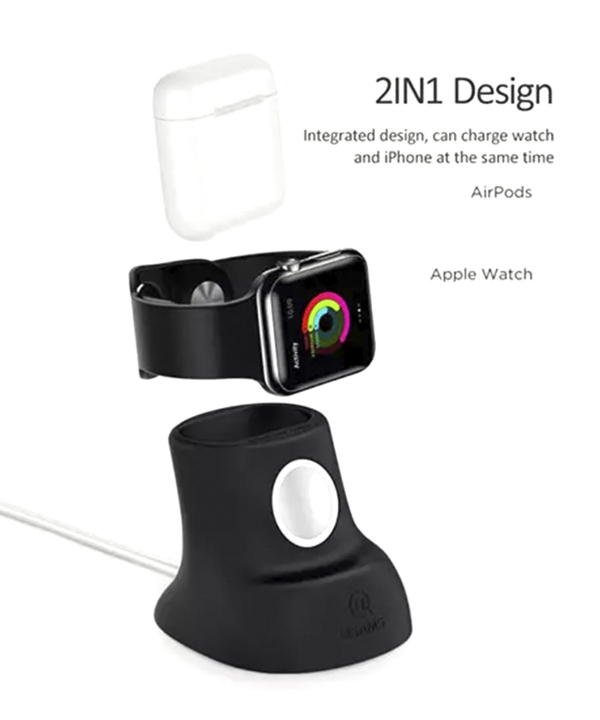هولدر نگه دارنده شارژر اپل واچ و ایرپاد یوسامز Usams ZJ051 2 IN 1 Silicone Charging Holder