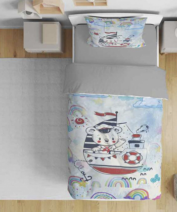 روتختی یک نفره پنج تکه نوپه Nope کودک طرح کشتی و خرس کد T4971