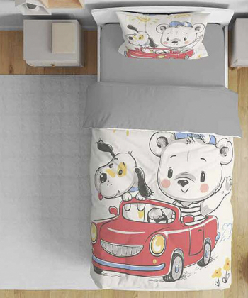 روتختی یک نفره پنج تکه نوپه Nope کودک طرح خرس و سگ کد T4975