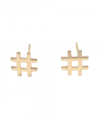 گوشواره میخی هشتگ هماتیت گلد Hematite Gold کد 135816