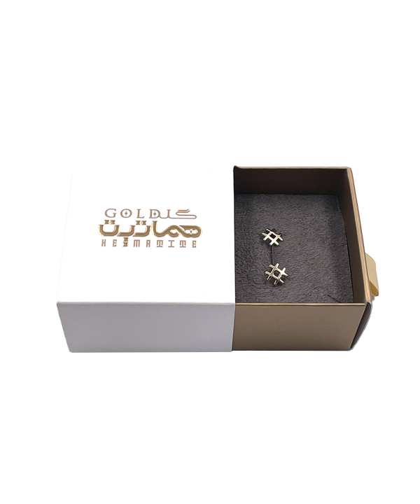 گوشواره میخی هشتگ هماتیت گلد Hematite Gold کد 135816