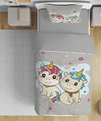 روتختی یک نفره پنج تکه کودک نوپه Nope طرح اسب های تکشاخ کد T4907