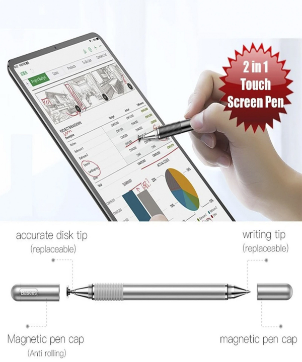 قلم لمسی دو سر بیسوس Baseus Household Pen