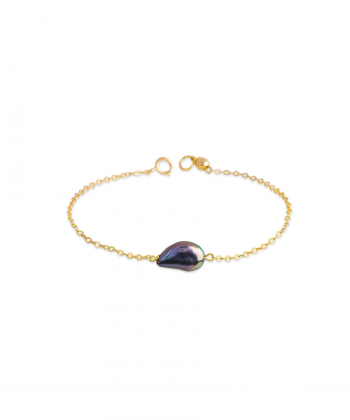 دستبند زنجیر طلا زنجیر مروارید مشکی کیا گالری Kia Gallery کد BT068