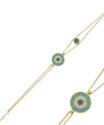 دستبند زنجیر طلا چشم و نظر کیا گالری Kia Gallery کد RS-198