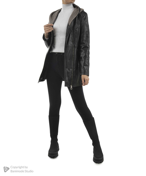 کت زنانه چرم طبیعی نوین چرم Novin Leather مدل LORA