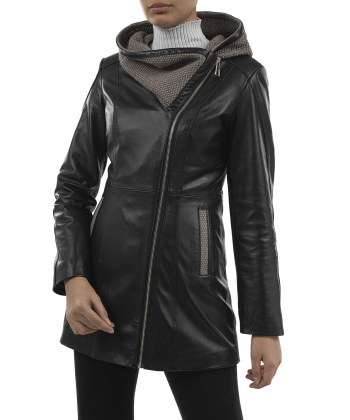 کت زنانه چرم طبیعی نوین چرم Novin Leather مدل LORA