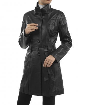 پالتو زنانه چرم طبیعی نوین چرم Novin Leather مدل سمیرا