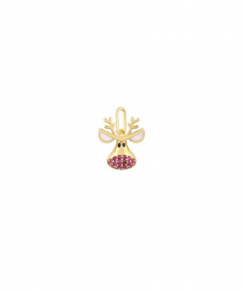 آویز تک اینمل گوزن با نگین سرخابی درریس Doris کد P5594