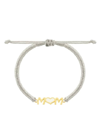 دستبند بافت طوسی لمه mom با قلب درخشان درریس Doris کد P5588