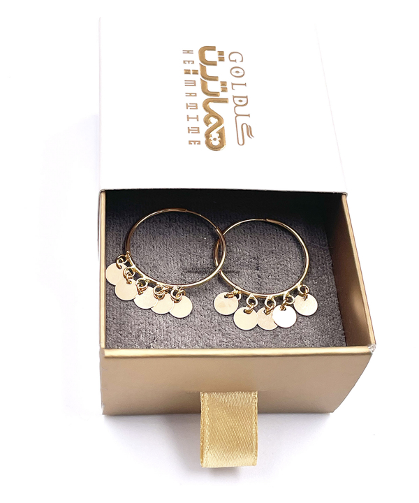 گوشواه سکه‌ای حلقه‌ای هماتیت گلد Hematite Gold کد 135961