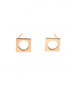 گوشواره میخی مربع توخالی هماتیت گلد Hematite Gold کد 135941