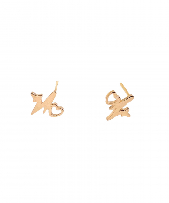 گوشواره میخی نبض قلب هماتیت گلد Hematite Gold کد 135940
