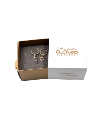 گوشواره حلقه ای قلب هماتیت گلد Hematite Gold کد 135837
