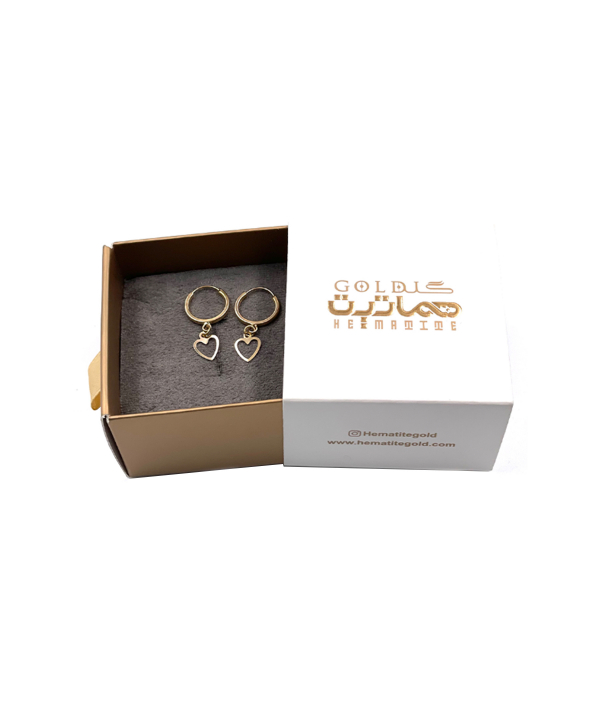 گوشواره حلقه‌ای قلب هماتیت گلد Hematite Gold کد 135837