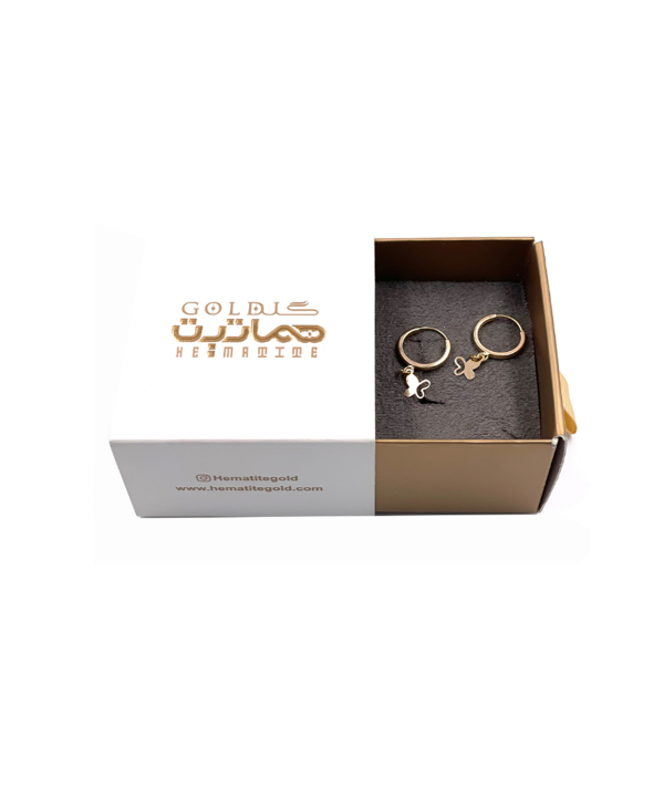 گوشواره حلقه‌ای پروانه هماتیت گلد Hematite Gold کد 135836