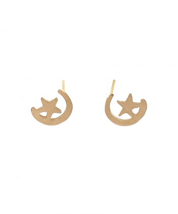 گوشواره میخی ماه و ستاره زیبا هماتیت گلد Hematite Gold کد 135936