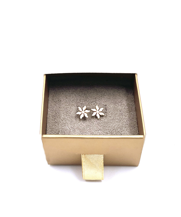 گوشواره میخی گل بهاری هماتیت گلد Hematite Gold کد 135937