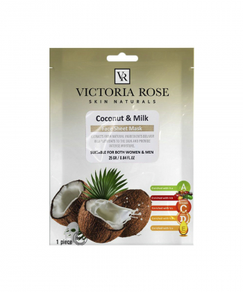 ماسک صورت ورقه ای ویکتوریا رز Victoria Rose حاوی عصاره شیر نارگیل وزن 25 گرم