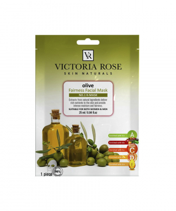 ماسک صورت ورقه ای ویکتوریا رز Victoria Rose حاوی عصاره زیتون وزن 25 گرم