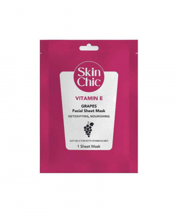 ماسک صورت ورقه ای ویتامین E اسکین شیک Skin Chic حاوی عصاره انگور وزن 25 گرم