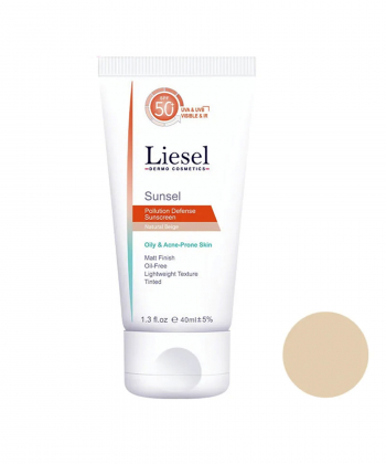 کرم ضدآفتاب spf50 رنگی لایسل Liesel مناسب پوست چرب حجم 40 میلی لیتر