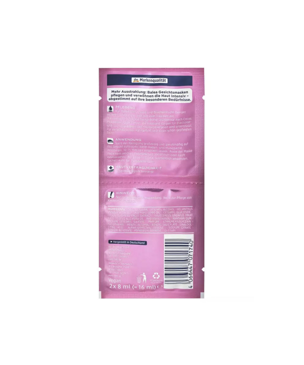 ماسک صورت باله آ Balea مدل cocos & pitaya 8 بسته 2 عددی