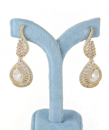 گوشواره آویزی زنانه طرح جواهر طلایی زودیکا Zoodika کد AAC-935