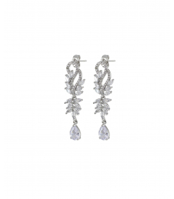 گوشواره زنانه طرح جواهر نقره ای بلند نگین دار زودیکا Zoodika کد AAC-938