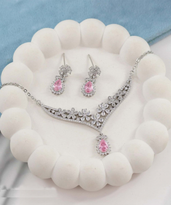نیم ست طرح جواهر مجلسی نقره ای پرنگین زودیکا Zoodika کد AAA-241