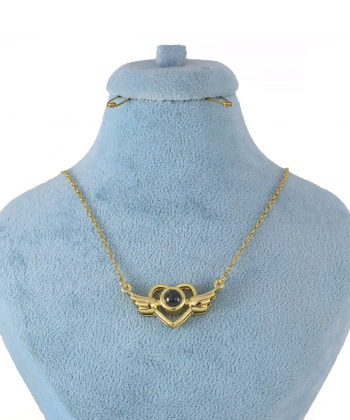 گردنبند قلبی دخترانه تلسکوپی دوستت دارم طلایی زودیکا Zoodika کد AAB-600