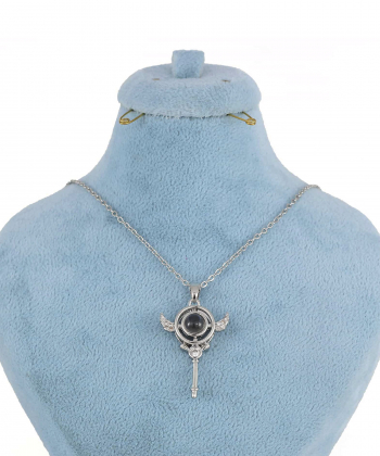 گردنبند دخترانه تلسکوپی دوستت دارم نقره ای زودیکا Zoodika کد AAB-603