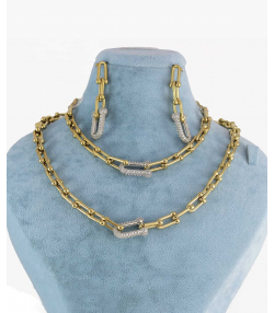سرویس بدل ونکلیف زنانه نگین دار طلایی زودیکا Zoodika کد AAA-255