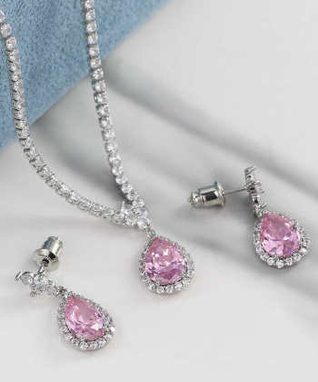 نیم ست زنانه شیک بدل نگین صورتی زودیکا Zoodika کد AAA-258