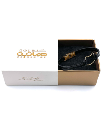 دستبند چرم گربه کیمیا هماتیت گلد Hematite Gold کد 136015