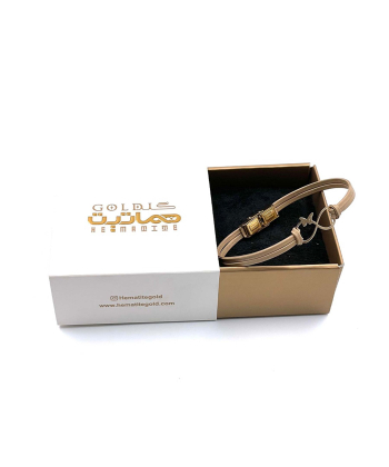 دستبند چرم بی نهایت پروانه هماتیت گلد Hematite Gold کد 136040