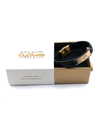 دستبند چرم بزرگمهر هماتیت گلد Hematite Gold کد 136039
